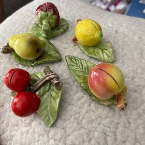 Vintage Japan Ceramic Fruit Place Card Holders